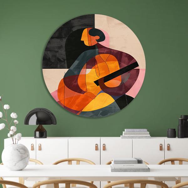 Abstract Persoon met Kleurrijk Geometrische Vormen aluminium muurcirkel
