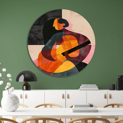 Abstract Persoon met Kleurrijk Geometrische Vormen aluminium muurcirkel