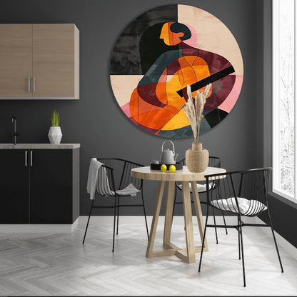 Abstract Persoon met Kleurrijk Geometrische Vormen aluminium muurcirkel