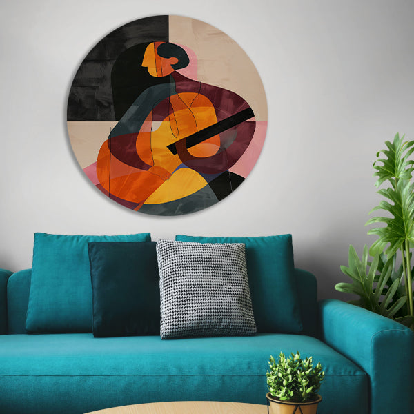 Abstract Persoon met Kleurrijk Geometrische Vormen aluminium muurcirkel