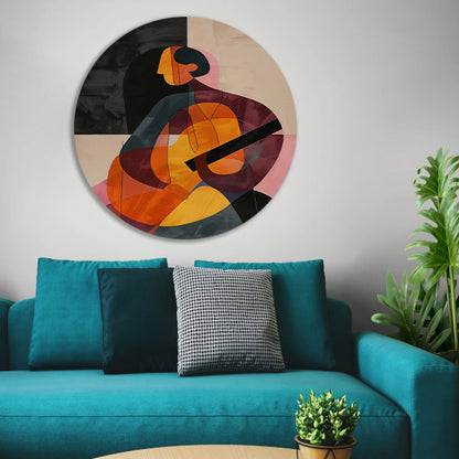 Abstract Persoon met Kleurrijk Geometrische Vormen aluminium muurcirkel
