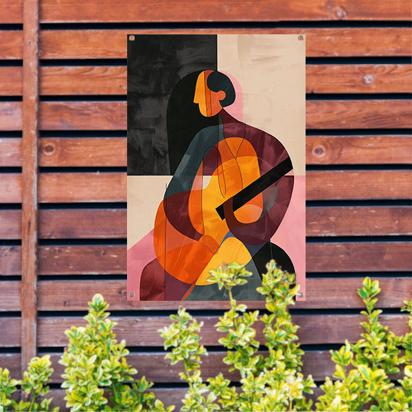 Abstract Persoon met Kleurrijk Geometrische Vormen tuinposter