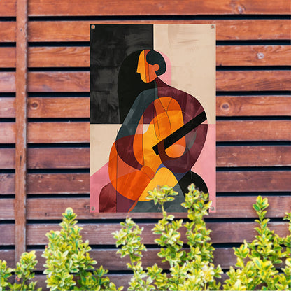 Abstract Persoon met Kleurrijk Geometrische Vormen tuinposter