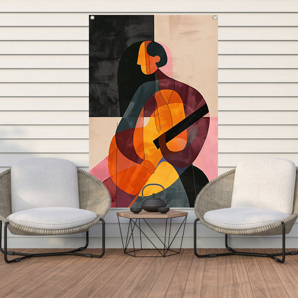 Abstract Persoon met Kleurrijk Geometrische Vormen tuinposter
