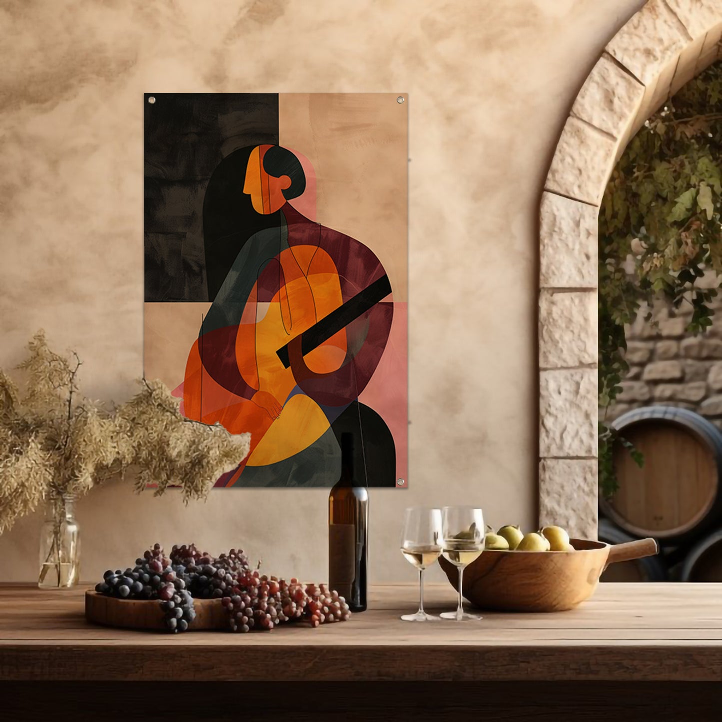 Abstract Persoon met Kleurrijk Geometrische Vormen tuinposter