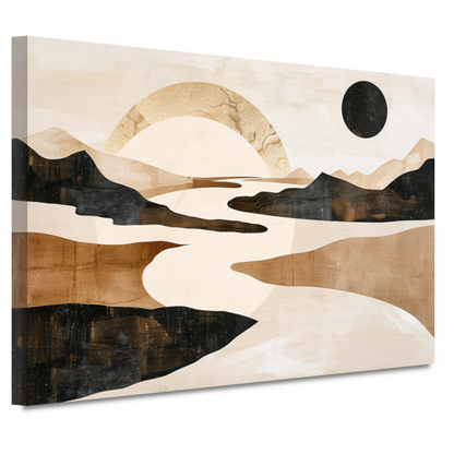 Abstract Rivierlandschap in Neutrale Tinten canvas