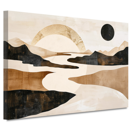 Abstract Rivierlandschap in Neutrale Tinten canvas