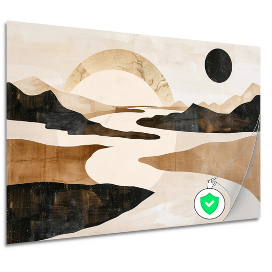 Abstract Rivierlandschap in Neutrale Tinten poster