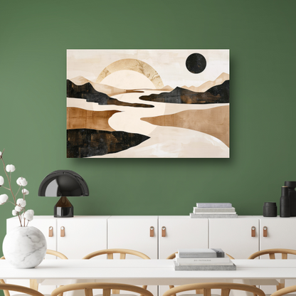 Abstract Rivierlandschap in Neutrale Tinten canvas