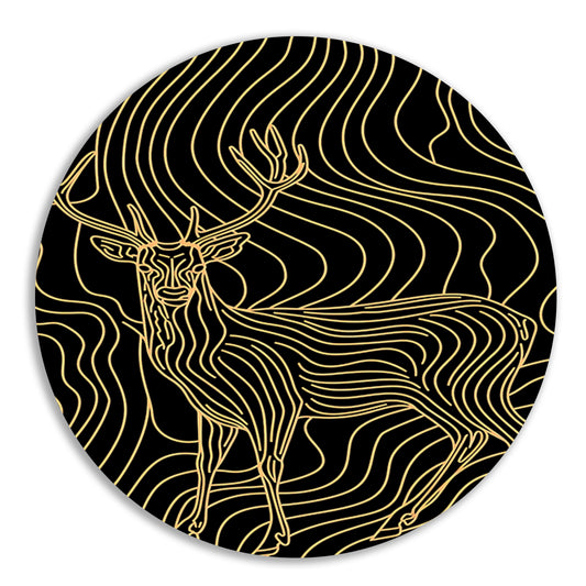 Abstracte lijntekening van een elegant hert aluminium muurcirkel