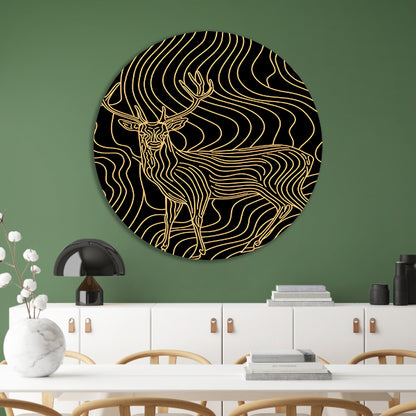 Abstracte lijntekening van een elegant hert aluminium muurcirkel