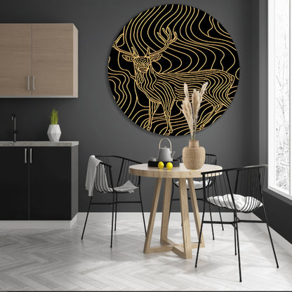 Abstracte lijntekening van een elegant hert aluminium muurcirkel