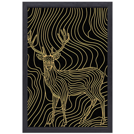 Abstracte lijntekening van een elegant hert canvas met baklijst
