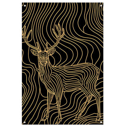 Abstracte lijntekening van een elegant hert tuinposter