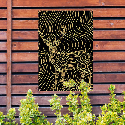 Abstracte lijntekening van een elegant hert tuinposter