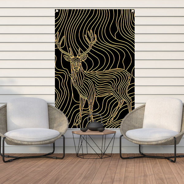 Abstracte lijntekening van een elegant hert tuinposter