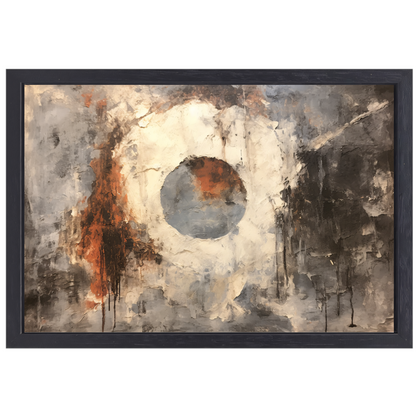 Minimalistisch schilderij met cirkel canvas met baklijst