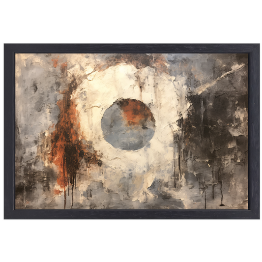 Minimalistisch schilderij met cirkel canvas met baklijst