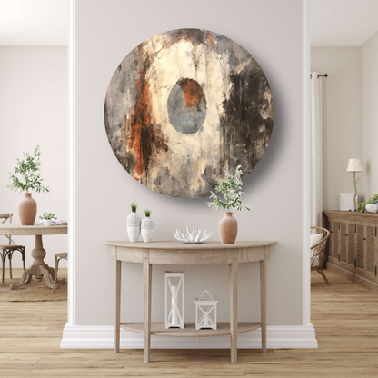 Minimalistisch schilderij met cirkel aluminium muurcirkel