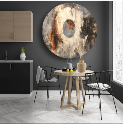 Minimalistisch schilderij met cirkel aluminium muurcirkel
