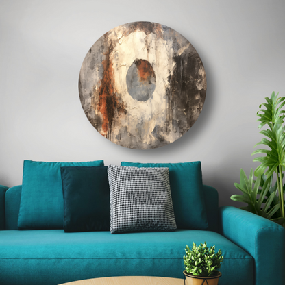 Minimalistisch schilderij met cirkel aluminium muurcirkel
