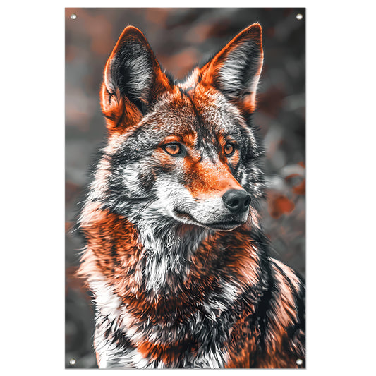 Portret van een Rode Wolf tuinposter