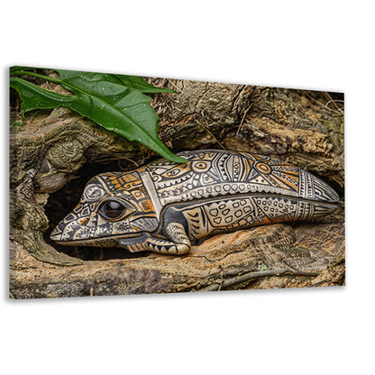 Kameleon op boomtak canvas