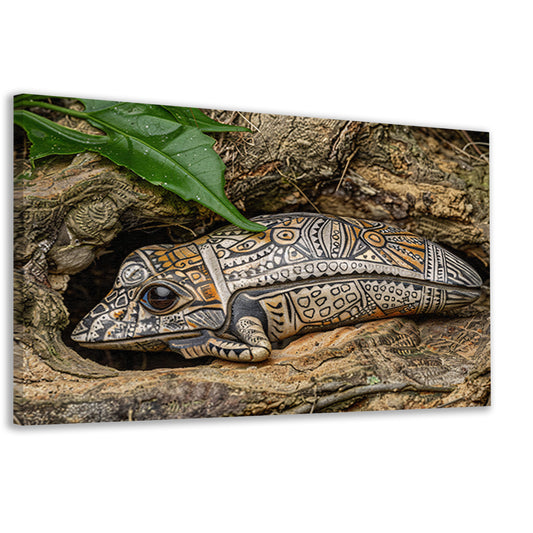 Kameleon op boomtak canvas