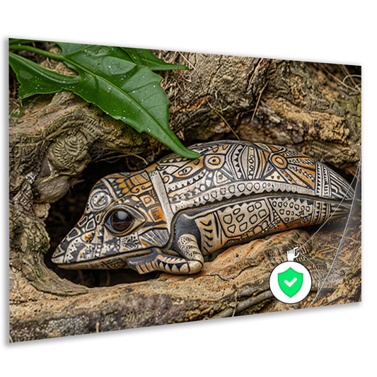 Kameleon op boomtak poster