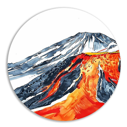 Abstracte Aquarel van Berg Fuji forex muurcirkel