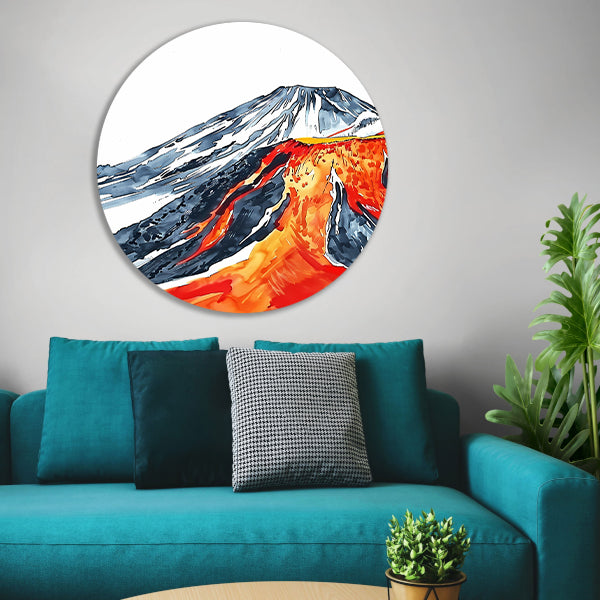 Abstracte Aquarel van Berg Fuji forex muurcirkel