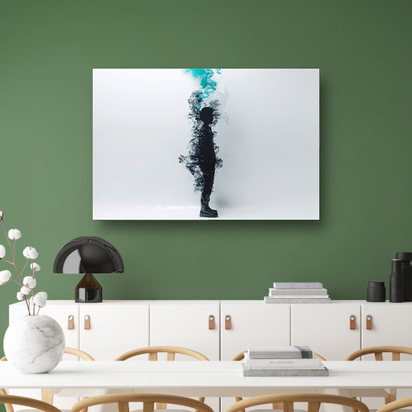 Silhouet in rookachtige abstracte vormen canvas