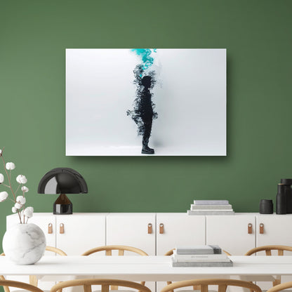 Silhouet in rookachtige abstracte vormen canvas