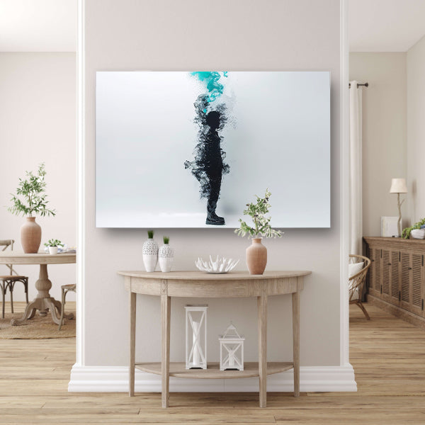 Silhouet in rookachtige abstracte vormen canvas
