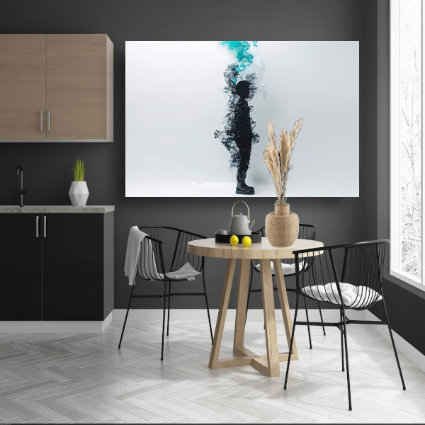 Silhouet in rookachtige abstracte vormen canvas