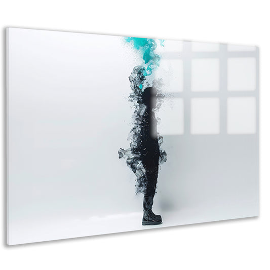Silhouet in rookachtige abstracte vormen acrylglas