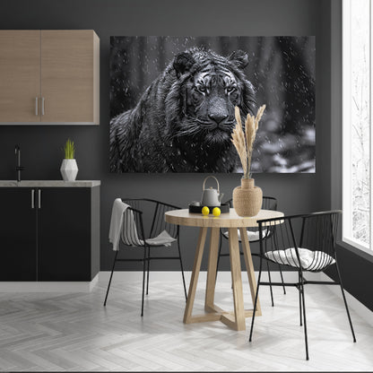 Majestueuze tijger in de regen canvas met baklijst