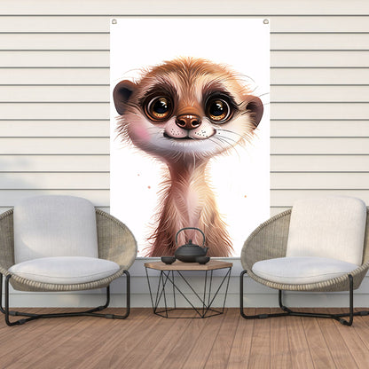 Digitale illustratie van een schattige nieuwsgierige meerkat tuinposter