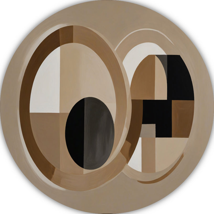 Geometrische harmonie in monochrome tinten aluminium muurcirkel