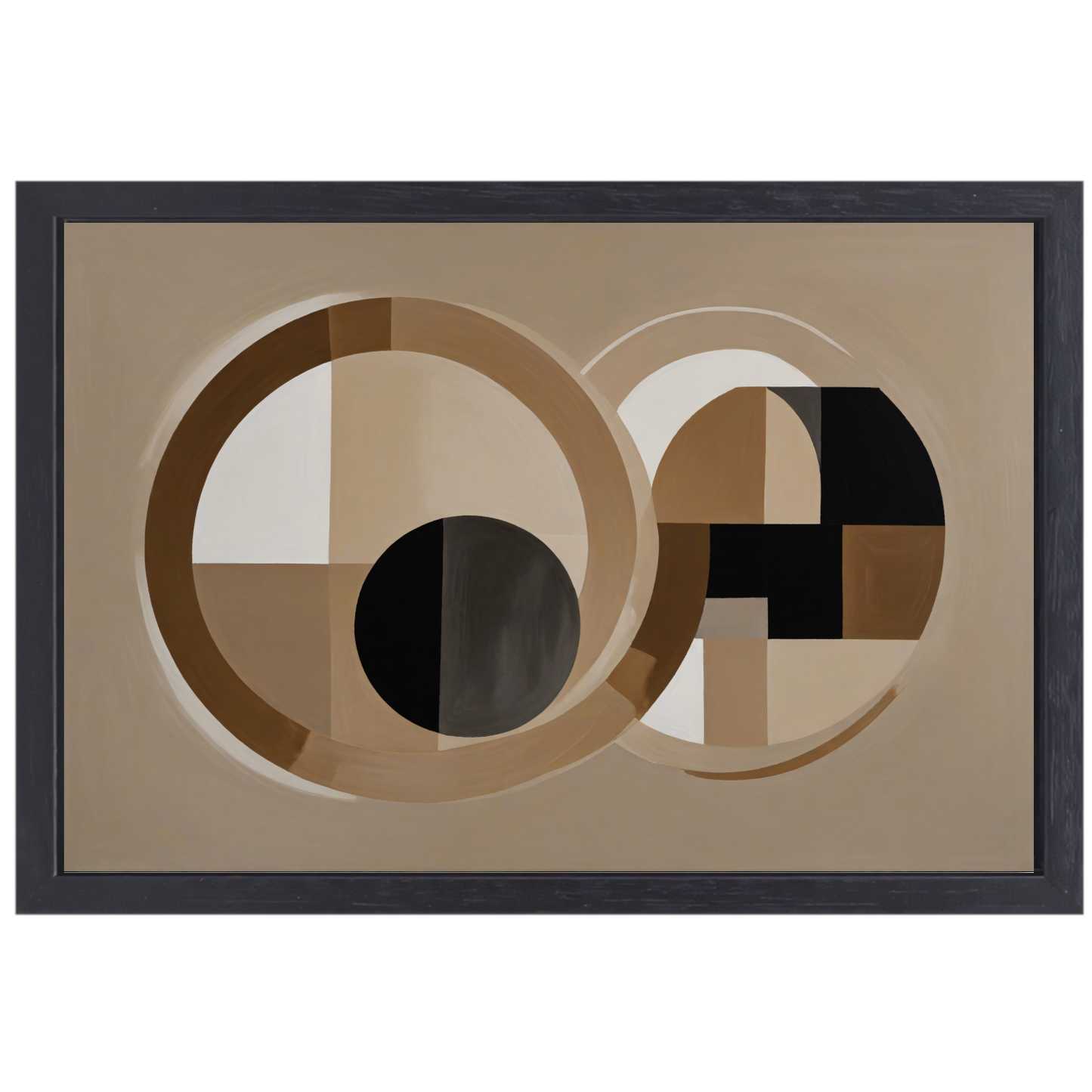 Geometrische harmonie in monochrome tinten canvas met baklijst