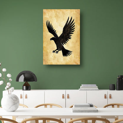 Zwarte Silhouet van Vliegende Adelaar canvas