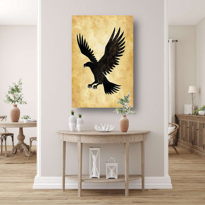 Zwarte Silhouet van Vliegende Adelaar canvas