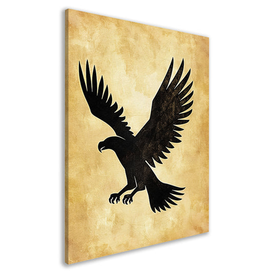 Zwarte Silhouet van Vliegende Adelaar canvas