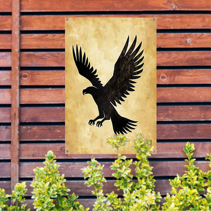 Zwarte Silhouet van Vliegende Adelaar tuinposter