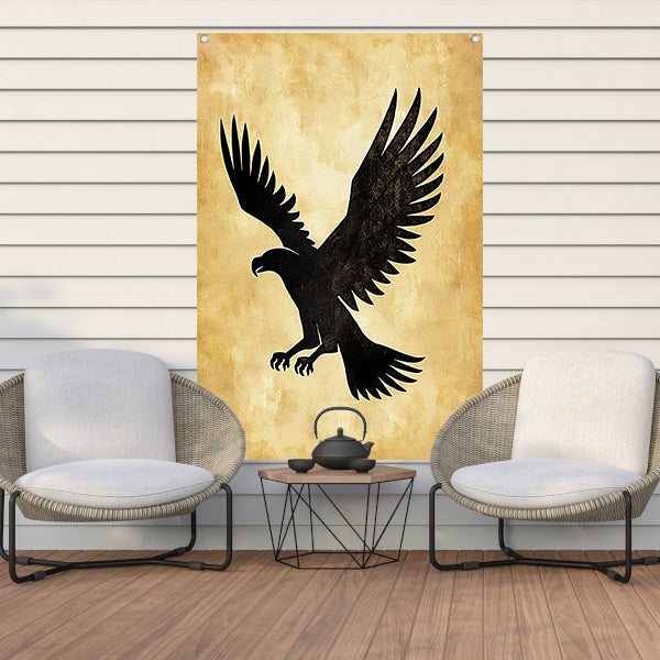 Zwarte Silhouet van Vliegende Adelaar tuinposter