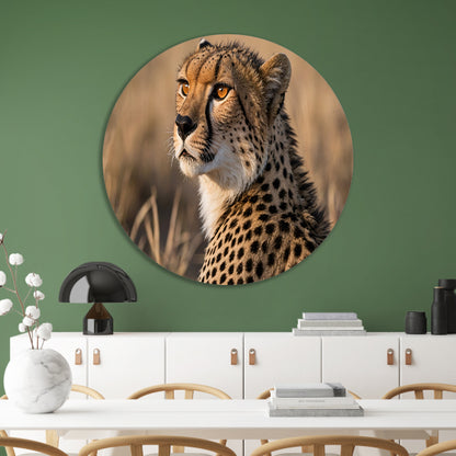 Prachtige cheeta in natuurlijke omgeving aluminium muurcirkel