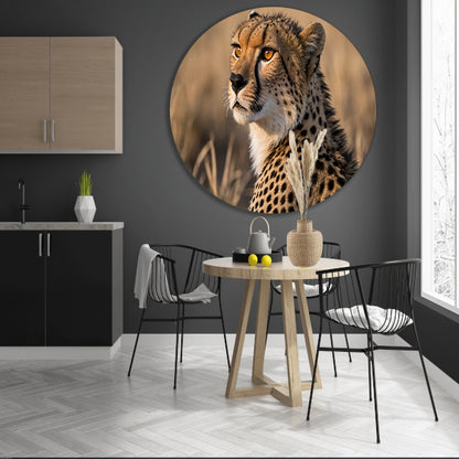 Prachtige cheeta in natuurlijke omgeving aluminium muurcirkel