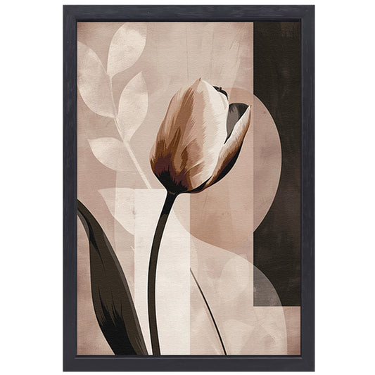 Abstracte Tulp in Sepia Kleurenpalet canvas met baklijst