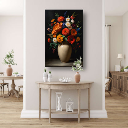 Levendige vaas met kleurrijke bloemenselectie canvas