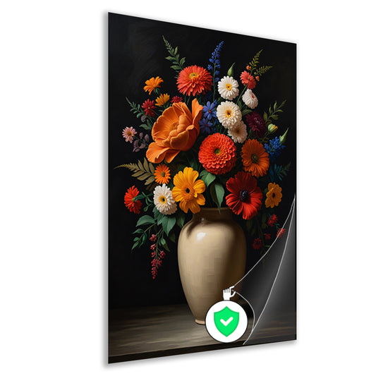 Levendige vaas met kleurrijke bloemenselectie poster